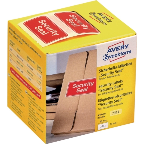 Avery-Zweckform 7311 38 x 20 mm VOID-folie Rood 200 stuk(s) Veiligheidsetiketten