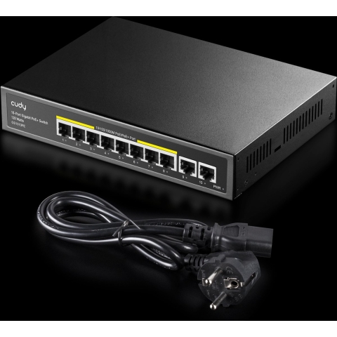 8-GbE PoE+ Switch with 2 Uplink GbE Switch