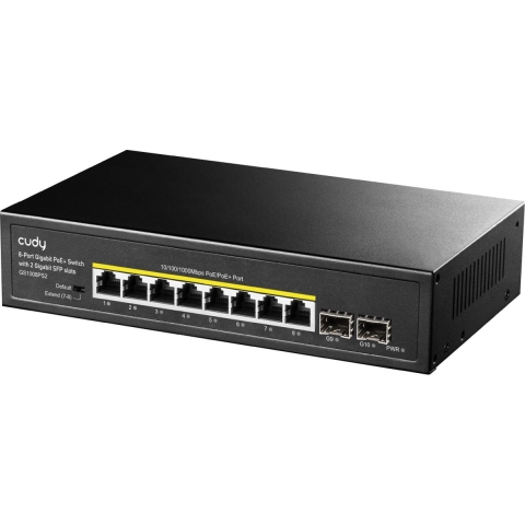 8-GbE PoE+ Switch with 2 Uplink SFP Switch