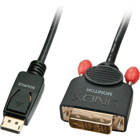 LINDY DisplayPort Adapter [1x DisplayPort stekker - 1x DVI-D-stekker] 41489 0.5 m