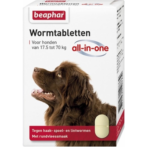 Beaphar All In One Ontwormingsmiddel - Hond - 17.5-70 kg - 2 Tabletten
