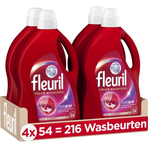 4x Fleuril Color Wasmiddel 54 wasbeurten 2,430 liter