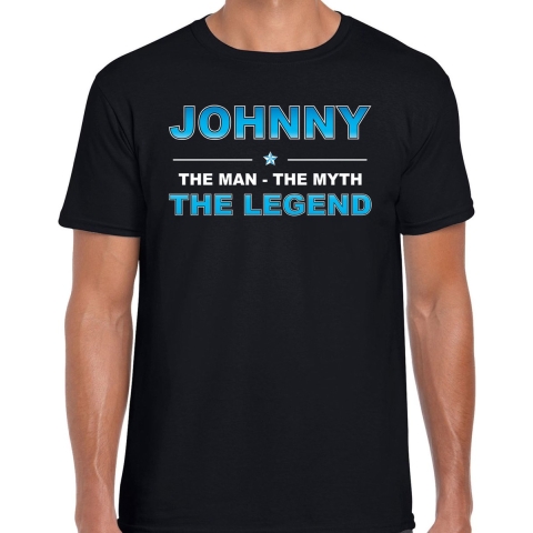 Naam cadeau t-shirt Johnny - the legend zwart voor heren S -