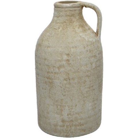 Terracotta kruik - ouderwets - crème - tuin decoratie - 30 cm - aardewerk - decoratief beeld -