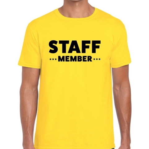 Staff member / personeel tekst t-shirt geel heren XL -