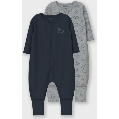 Name It Pyjamapak - Noos - 2-pack - NbmNightsuit - Grey Melange - Name It - 68 - Pyjamapak