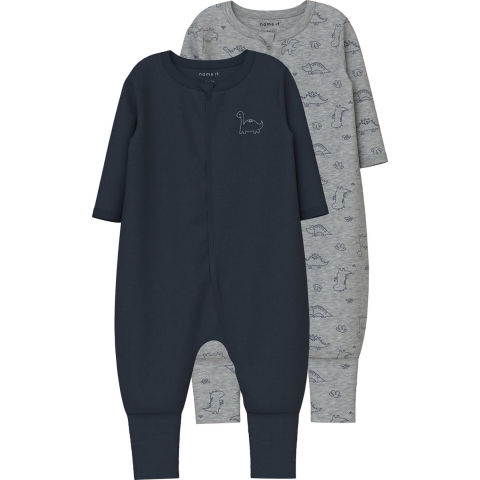 Name It Pyjamapak - Noos - 2-pack - NbmNightsuit - Grey Melange - Name It - 1½ jaar (86) - Pyjamapak
