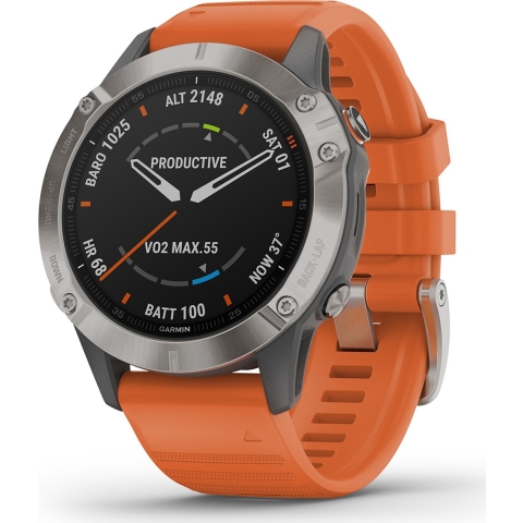 fēnix 6 Sapphire - Titanium met ember orange polsband Smartwatch