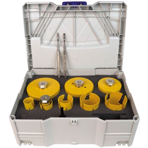 ProFit 090832127DSCT Multi Purpose Gatzagen Set In T-Loc Systainer 9 Stuks 32-35-44-51-68-76-92-111-127 Mm, Met Geintegreerde Adapters En Van Elk 1 Stuks Click&Drill Centreerboor (HSS) DDH2MP, (HM) DDH2MPCT