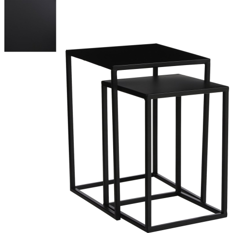 Mica Decorations Goa Bijzettafel - Set van 2 - L30 x B30 x H42 cm - Metaal - Zwart