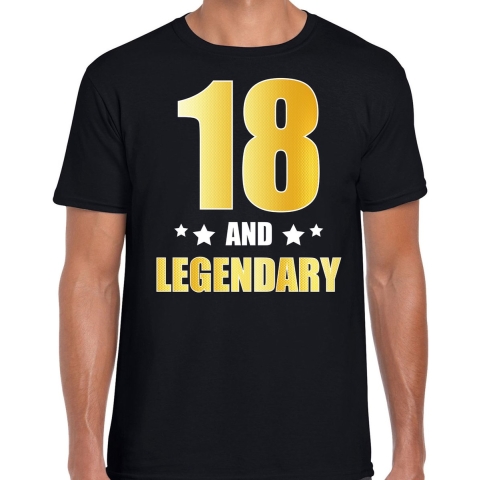 18 and legendary verjaardag cadeau t-shirt goud 18 jaar zwart voor heren S -