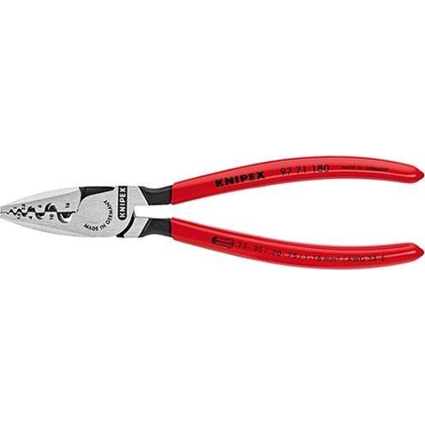 Knipex Krimptang voor adereindhulzen | Kunststof bekleed | Lengte 180 mm | Zelfbedieningskaart/blister - 97 71 180 SB
