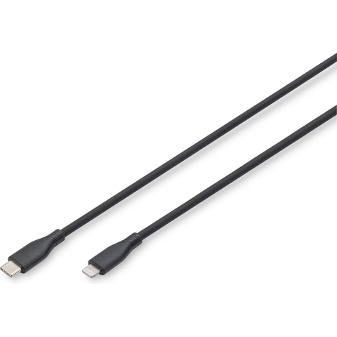 Digitus USB-kabel USB 2.0 Apple Lightning stekker, USB-C stekker 0.50 m Zwart Flexibel, Zeer flexibel, Met USB, Silicone, Uitstekende