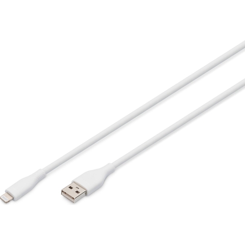 Digitus USB-laadkabel USB 2.0 USB-A stekker, Apple Lightning stekker 0.50 m Wit Flexibel, Zeer flexibel, Met USB, Silicone, Uitstekende