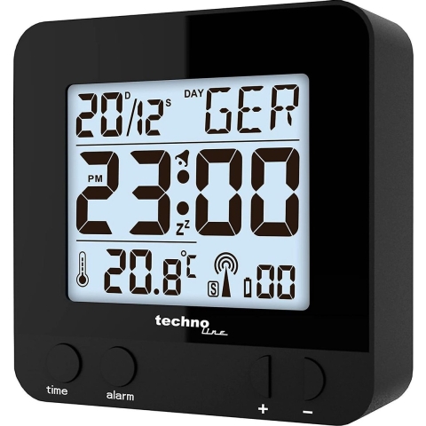 Techno Line WT235 sw Wekker Zendergestuurd Zwart Alarmtijden 1