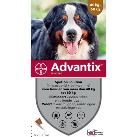 Bayer Advantix Vlooien & Teken Pipetten - Hond 40+ kg - 6 stuks