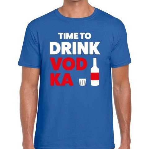 Time to drink Vodka heren T-shirt blauw L -