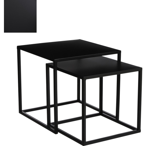 Bijzettafels Goa - set van 2x - zwart - 29 en 33 cm - metaal - vierkant - tafeltjes -