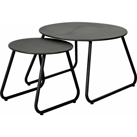 H&S Collection Bijzettafels - rond - set van 2x - zwart - metaal - binnen en buiten - 60 x 41,5 cm e -
