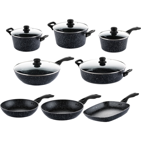 Westinghouse Pannenset Black Marble - inductie en alle andere warmtebronnen - 8 Delig