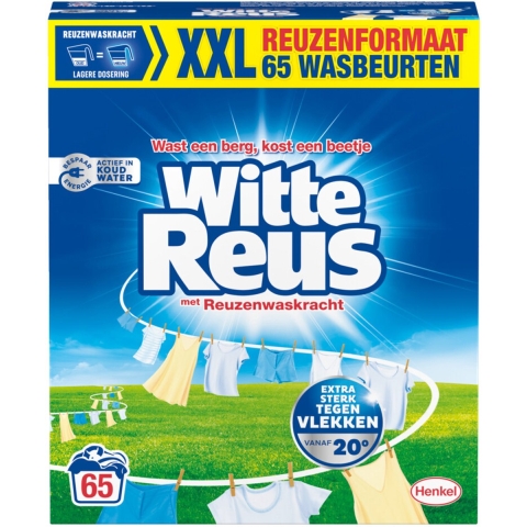 4x Witte Reus Wasmiddel Poeder 65 Wasbeurten 3,25 kg