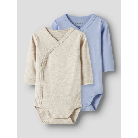Name It Wikkel Rompers l/s - Noos - NbnBody - 2-pack - Chambray  - Name It - 68 - Romper L/S