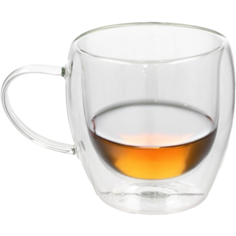 Gerimport Koffieglazen Plano - 12x - dubbelwandig - borosilicaatglas - 250 ml - H9 cm -