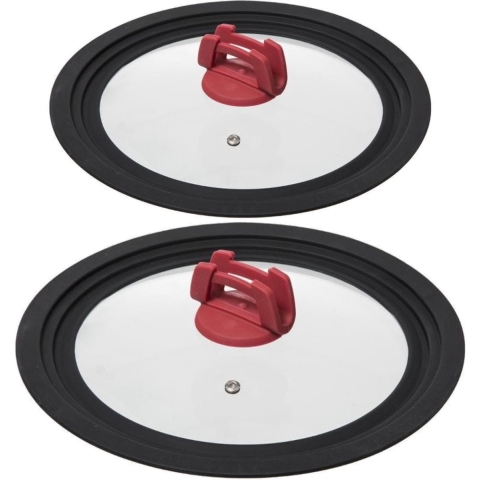 Set van 2x stuks Universele glazen pannendeksel met siliconen rand - voor 2 maatseries -