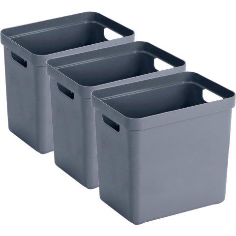 Sunware Opbergbox Sigma - 6x - kunststof - donkerblauw - 25 liter - Opbergbakken/opbergers -