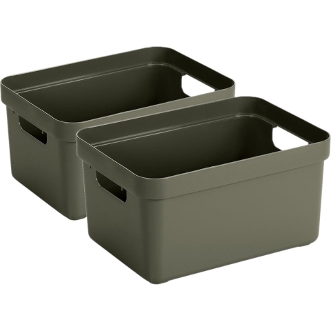 Sunware Opbergbox Sigma - 10x stuks - kunststof - donkergroen - 5 liter - 25,2 x 18 x 12,2 cm - Opbe -