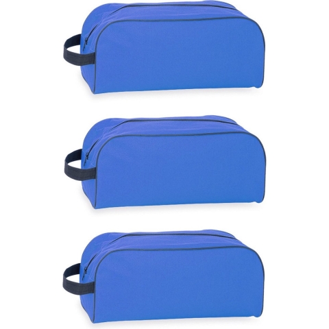 Schoenentas/reistas - 3x stuks - blauw - 8 liter - 35 x 16 x 15 cm - Reis opbergtas voor een paar sc -
