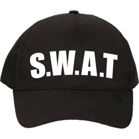 2x stuks zwarte SWAT team politie agent verkleed pet / cap voor kinderen -