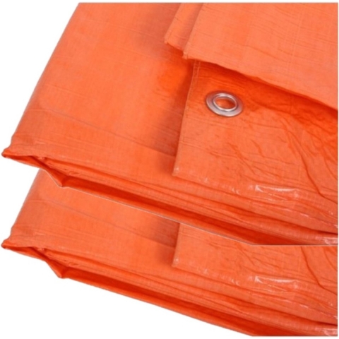 2x stuks outdoor/camping oranje afdekzeil / dekzeil 4 x 6 meter met ringen -