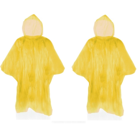 Wegwerp regenponcho - Pakket van 10x stuks - geel - voor kinderen - 63 x 70 cm - polyester - regenkl One size -