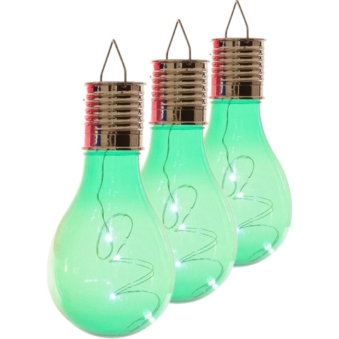 Lumineo solar tuin 6x stuks LED ophang verlichting/lampjes groen 14 x 8 cm -