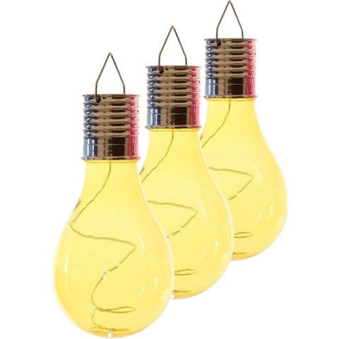 Lumineo solar tuin 6x stuks LED ophang verlichting/lampjes geel 14 x 8 cm -