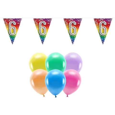 Boland Party 6e jaar verjaardag feest versieringen - Ballonnen en vlaggetjes -