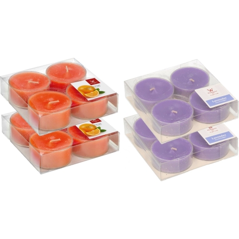 16x Maxi geurtheelichtjes lavendel en sinaasappel 8 branduren -