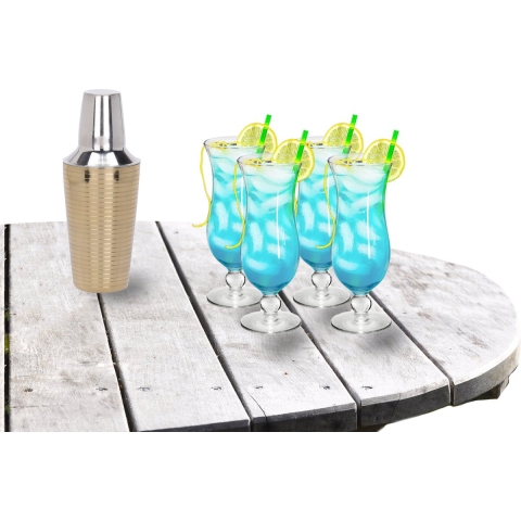 Cocktailshaker set met 4x stuks Pina Colada cocktailglazen 440 ml -