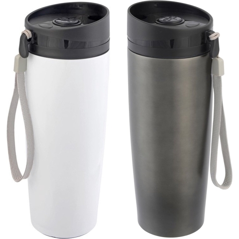 2x stuks RVS isoleer/warmhoudbekers grijs en wit kleur 380 ml -