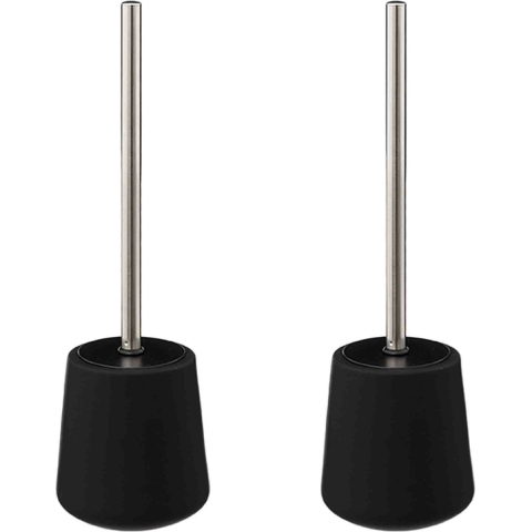 2x Stuks WC-/toiletborstels met houder - zandsteen - zwart - rond -
