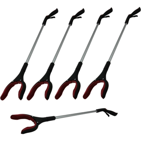 Afvalgrijpers/grijphulp 10x - draaibare kop - 82 cm - kunststof - zwart -