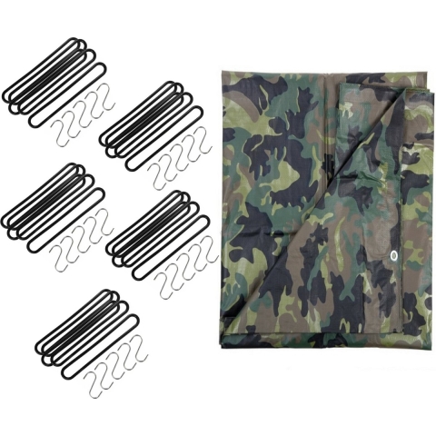 Afdekzeil / dekzeil groen 5 x 6 meter met 20x spanrubbers en S-haken -