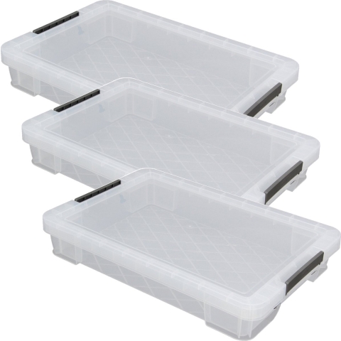 Allstore Opbergbox - 4x stuks - 12 liter - Transparant - 55 x 36 x 9 cm -