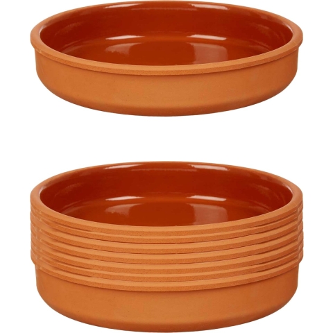8x stuks tapas/hapjes serveren/oven schaal terracotta/bruin 23 x 4 cm -