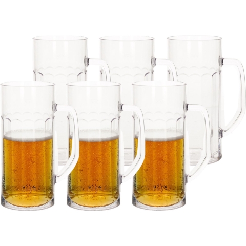 Bierpul/bierglas - 12x stuks - transparant - onbreekbaar kunststof - 560 ml -