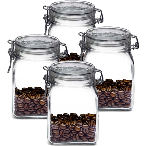 Weckpot/inmaakpot - 4x - 1L - glas - met beugelsluiting - luchtdicht -