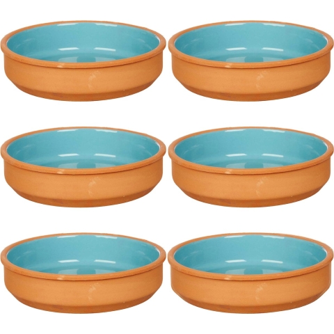 Set 16x tapas/creme brulee serveer schaaltjes terracotta/blauw 16x4 cm -