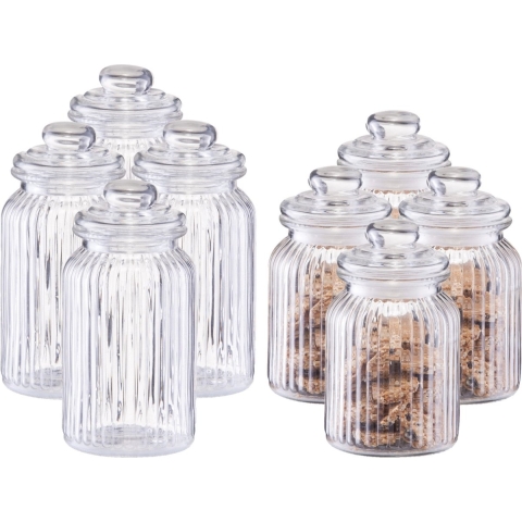 Set 8x keuken voedsel opslag voorraad glas in 2 formaten -