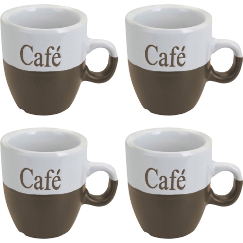 Koffiemok - set 6x stuks - lichtbruin - keramiek - 150 ml -